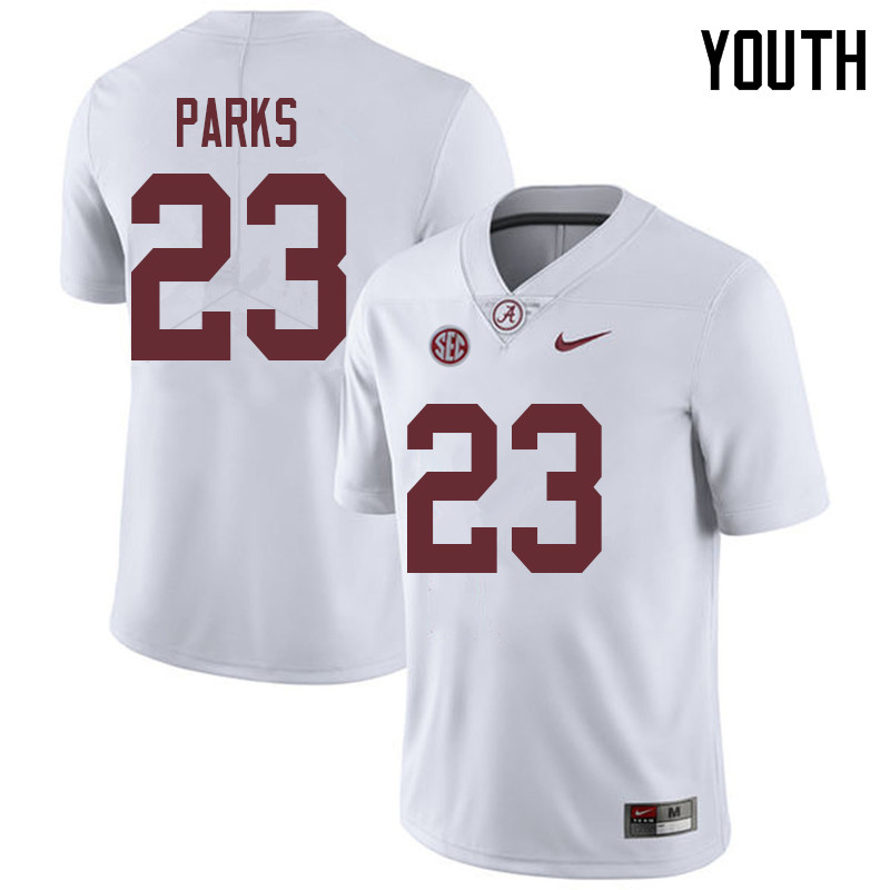 Alabama Crimson Tide Youth Jarez Parks #23 White NCAA Nike Authentic Stitched 2018 College Football Jersey OS16T13QP